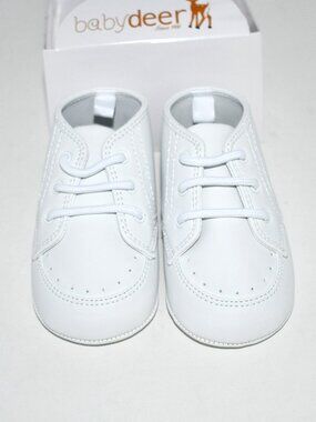 Baby Deer Kids White High Top Crib Shoes 4 Infant #0681 883 4070 NWT